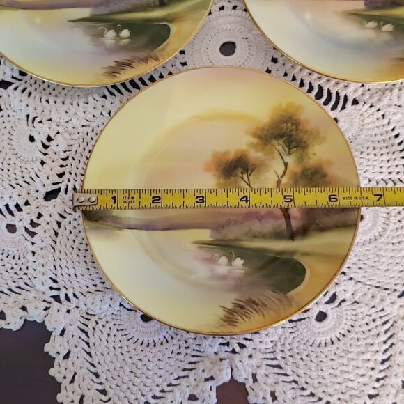 Vintage Set of 3 Noritake Handpainted Swan Plates - Picture 2 of 5